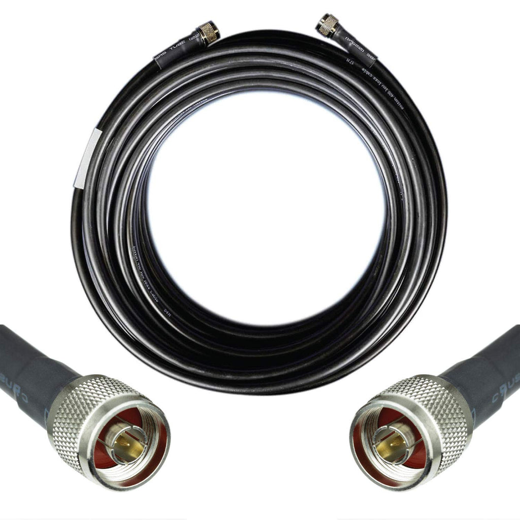 50-ohm N-Male to N-Male Black Coax Cable 60ft Pack of 2 T467
