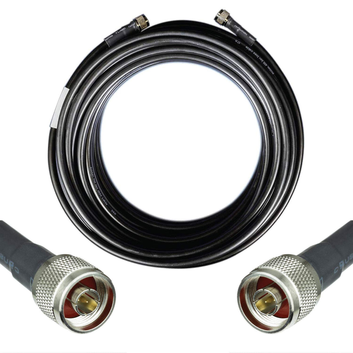 50-ohm N-Male to N-Male Black Coax Cable 60ft Pack of 2 T467