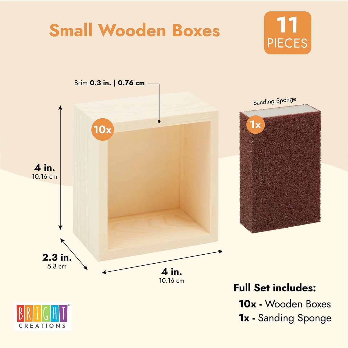 Unfinished Small Wooden Boxes with Sanding Sponge Z41383