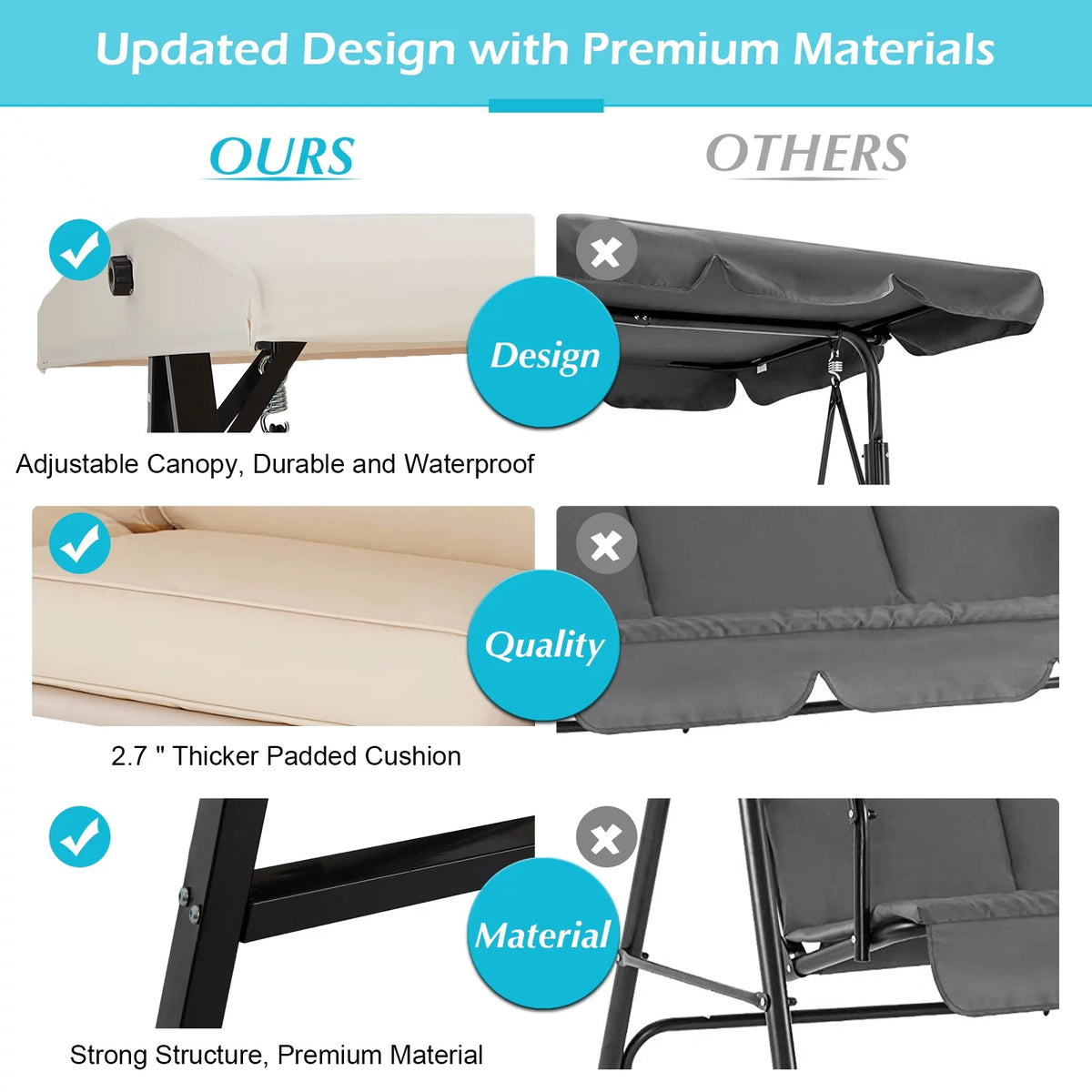 Beige Steel Outdoor Patio Swing Chair R157445