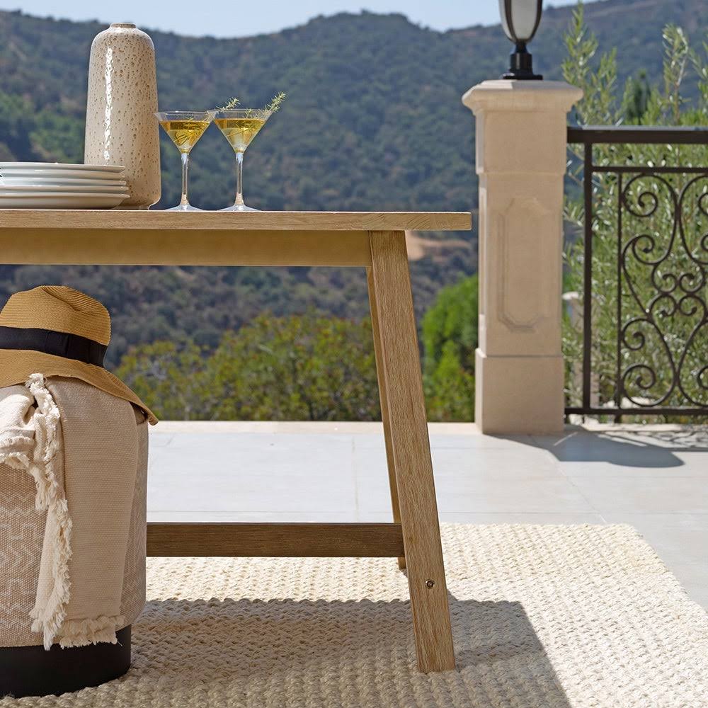 Light Brown Eucalyptus Wood Rectangular Outdoor Dining Table V1673