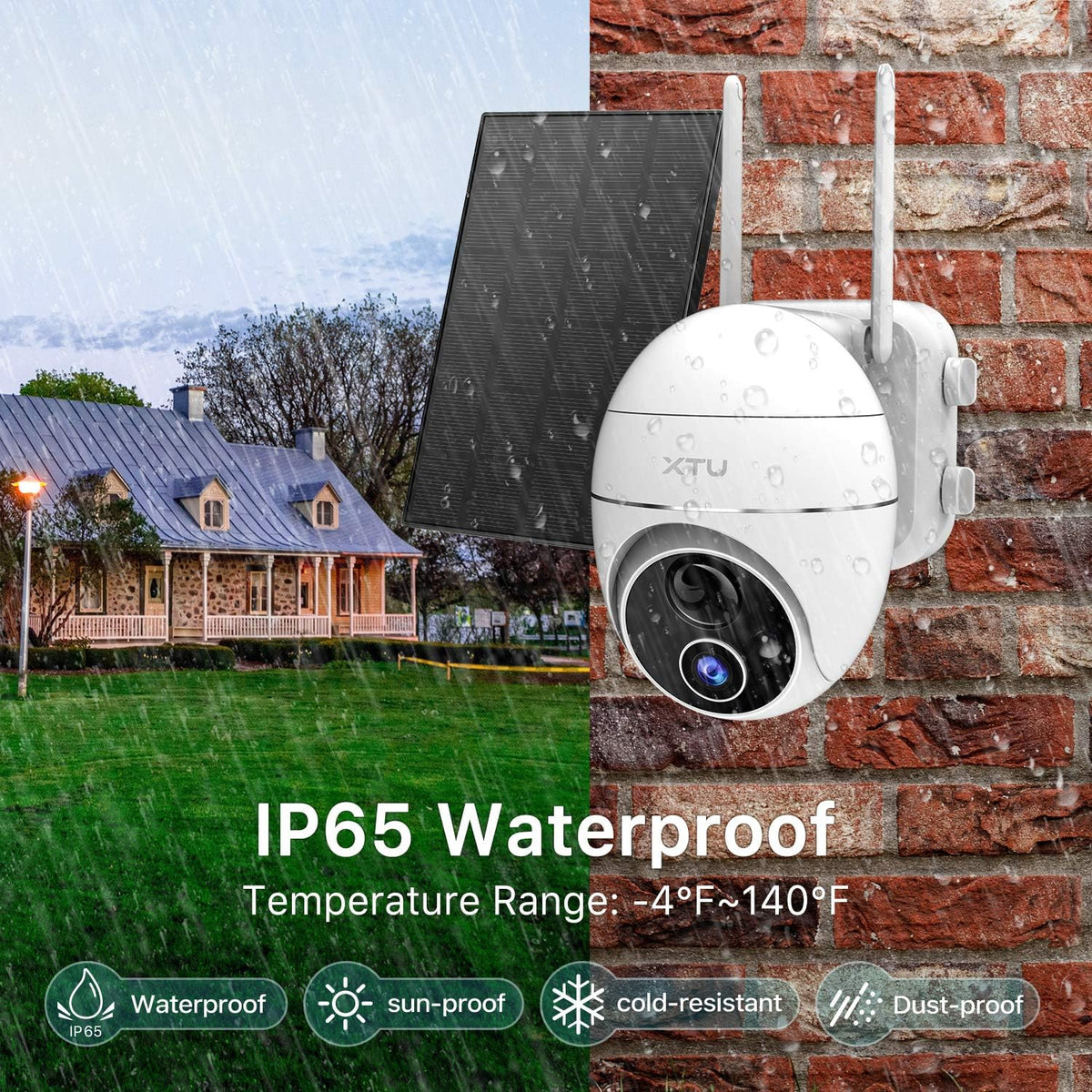 Solar Security Cameras Wireless Outdoor Rechargeable Battery WiFi Camera with Night Vision Motion Detection R6536