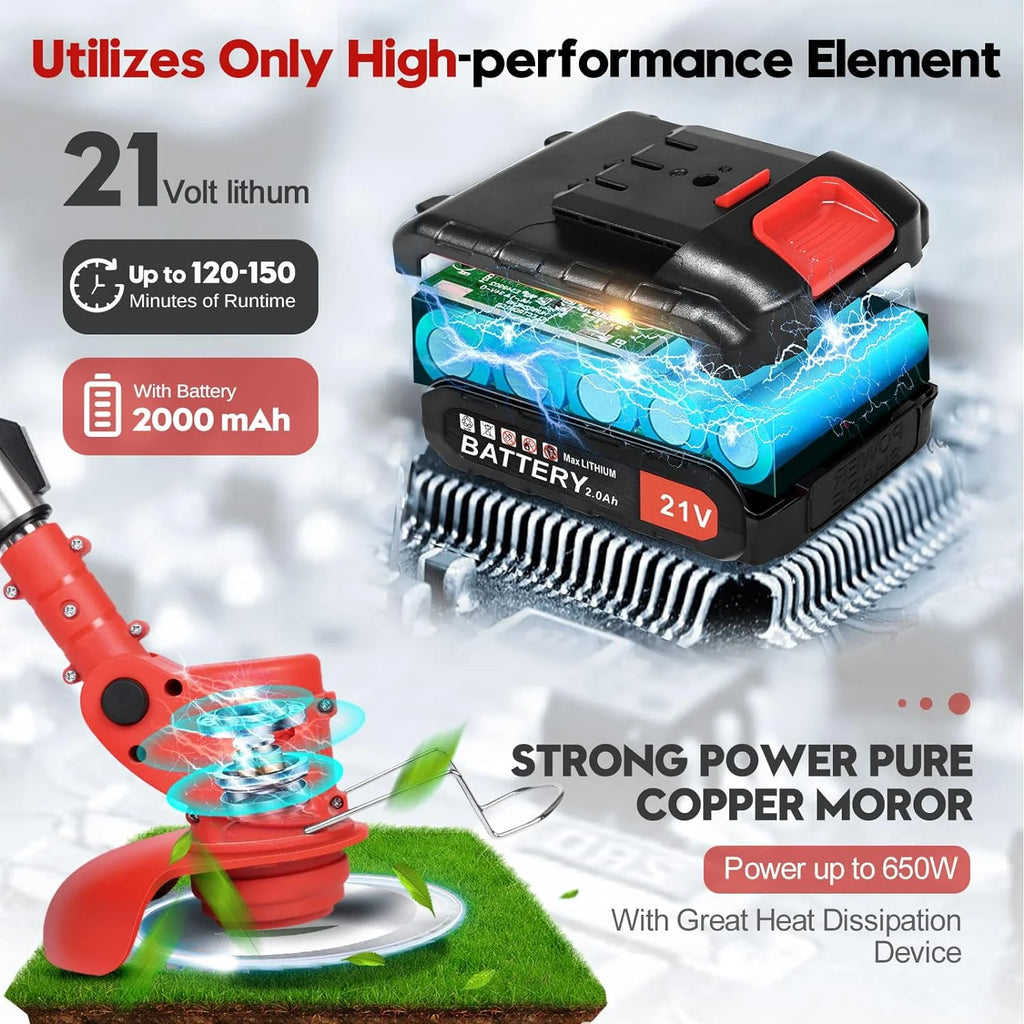 Cordless Electric Weed Trimmer Edger Mower 3-in-1 Cutting Tool Y86045