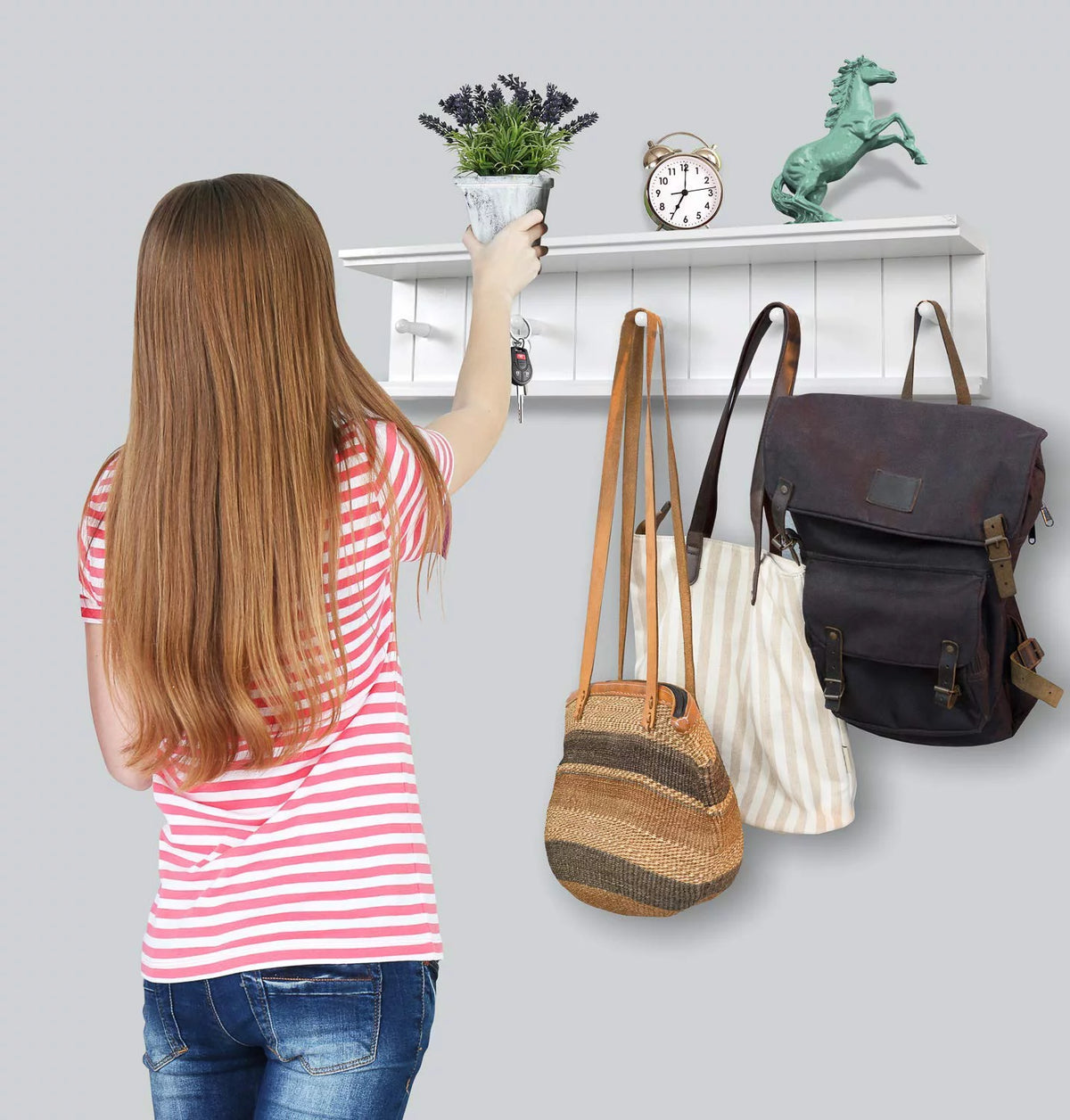 White MDF Wood Floating Shelf S716