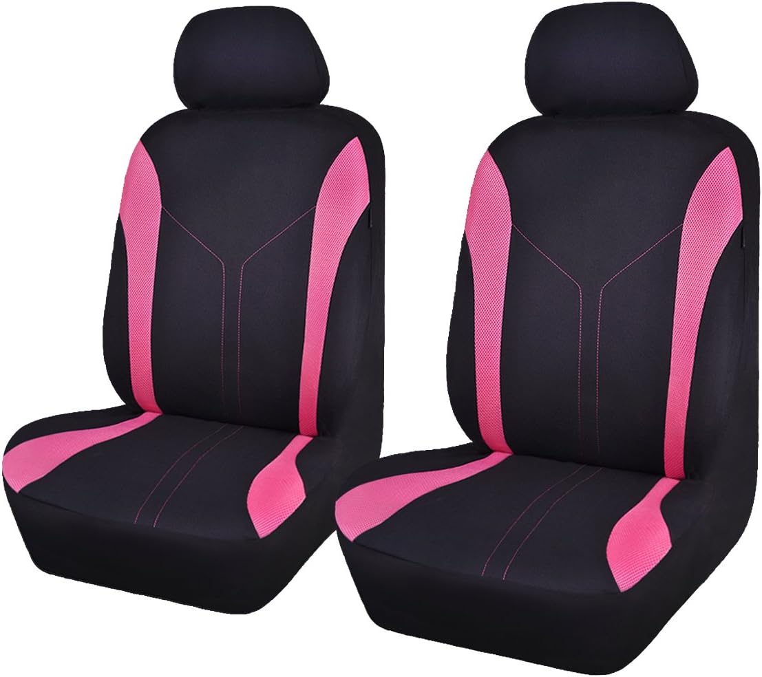 Black Pink Polyester Car Seat Covers V112909