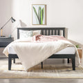 Black Twin Solid Wood Platform Bed with Headboard S1074