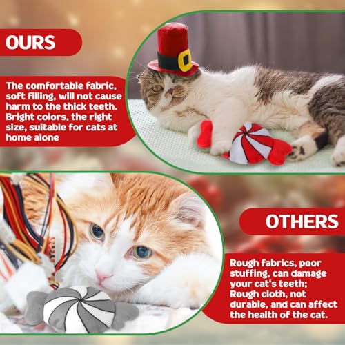 6 Pcs Catnip Cat Toys Peppermint Candy Cane Cat Chew Toy Soft Interactive Kitten Teething Toys Cat Pillow G308