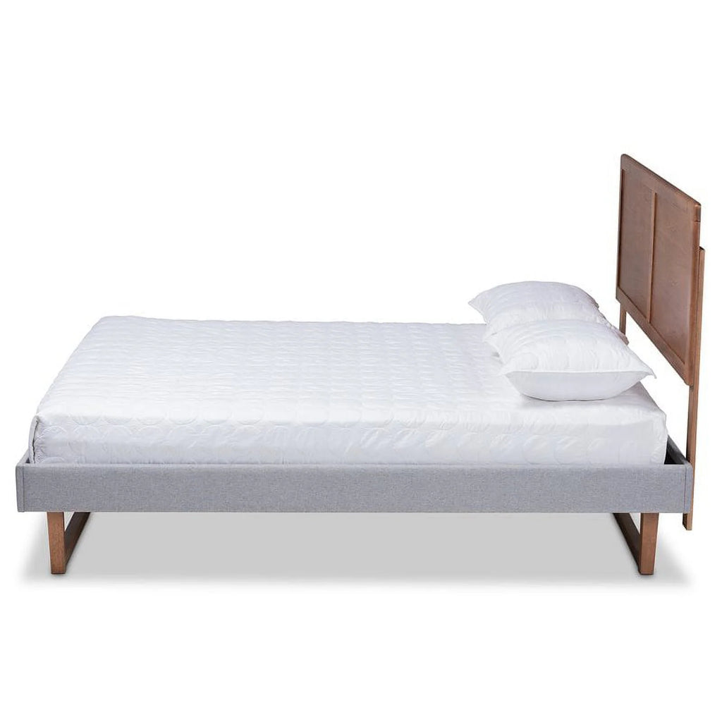 King Size Light Gray Upholstered Wood Platform Bed X5876