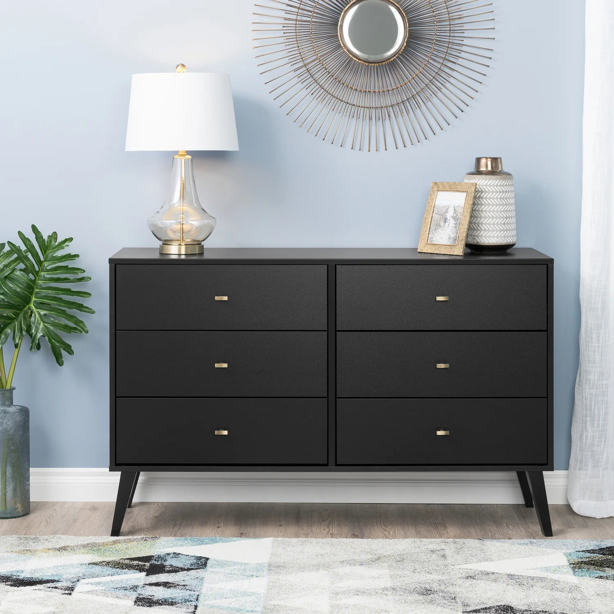 Black 6 Drawer Dresser M457