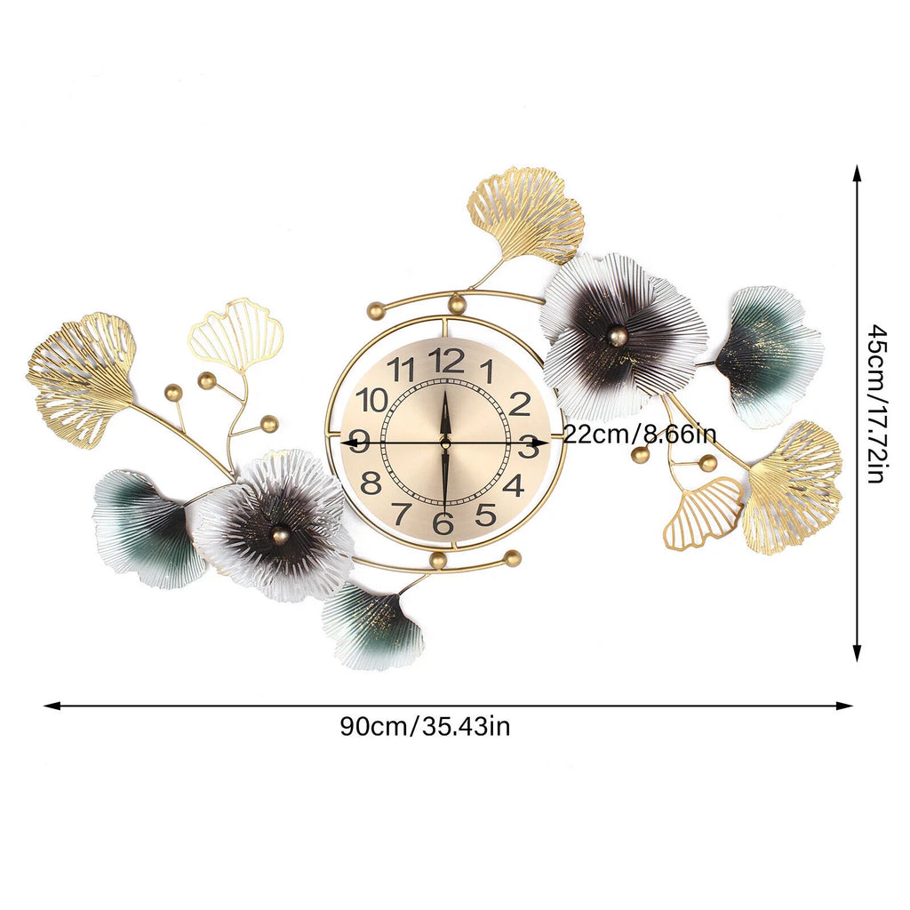 Ginkgo Leaf Wall Clock 90*45cm Mute Battery Operated J27781