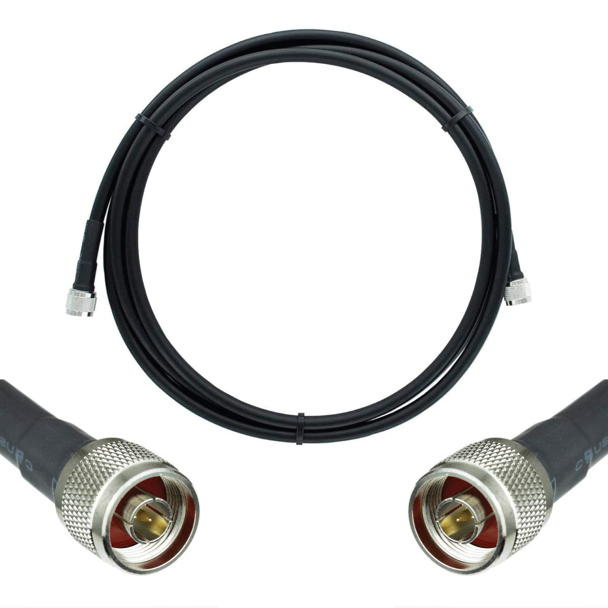 50-ohm N-Male to N-Male Black Coax Cable 60ft Pack of 2 T467