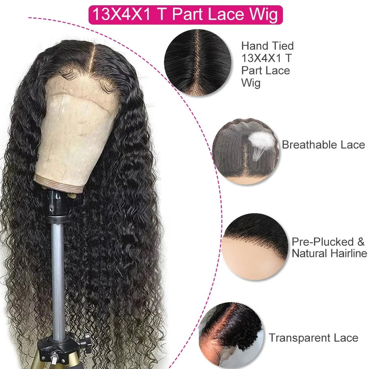Kinky Curly Human Hair Wig 20Inch L1732