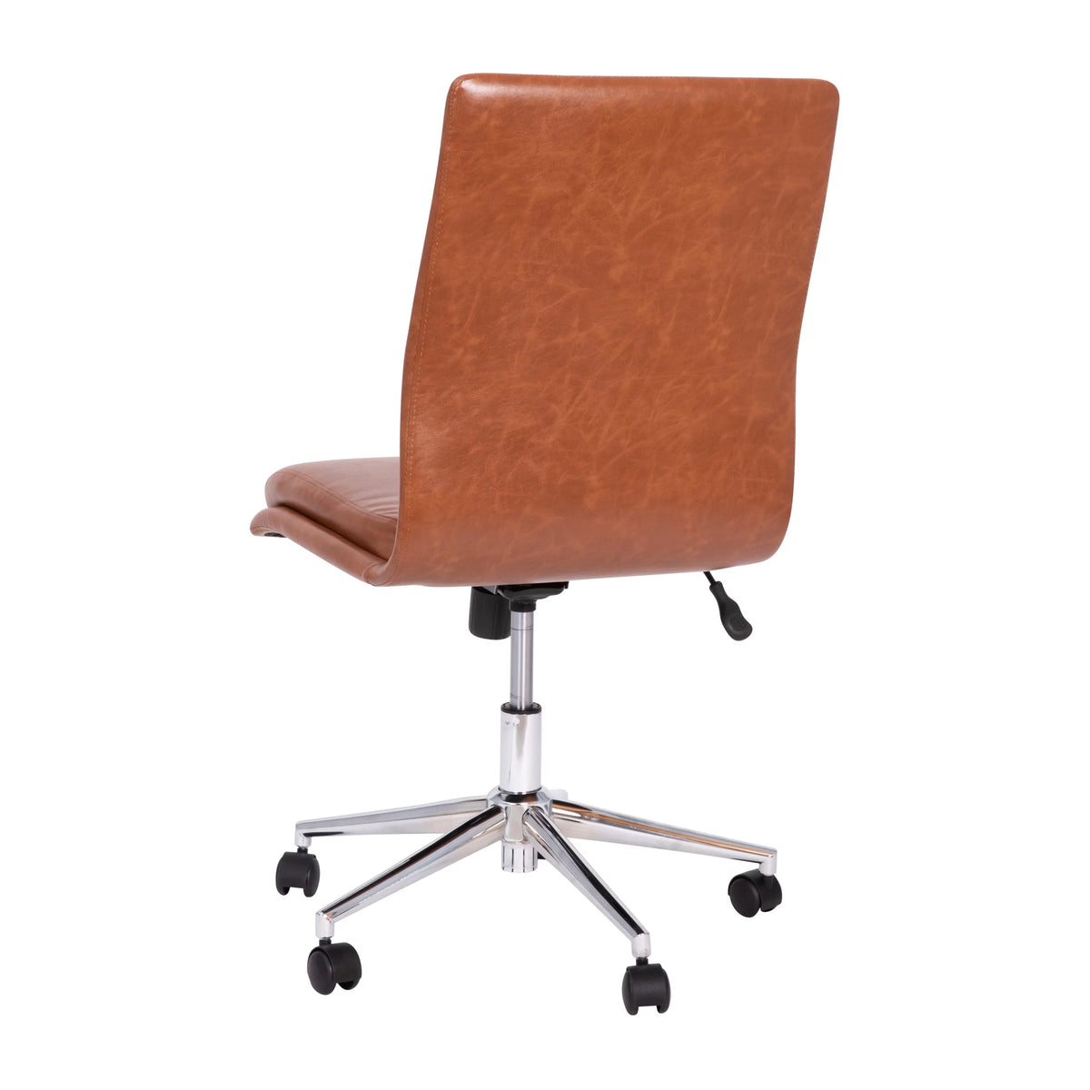 Brown Faux Leather Mid-Back Office Chair with Casters H145