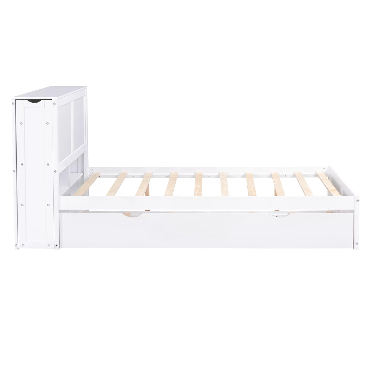 Full Size Wood Platform Bed with Trundle and Storage O84366