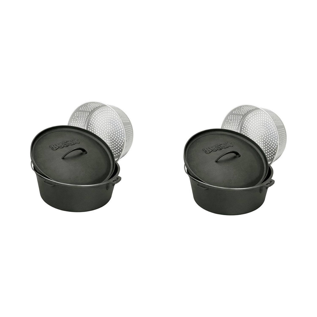 20 Quart Seasoned Cast Iron Dutch Oven with Basket (2 Pack) S16103