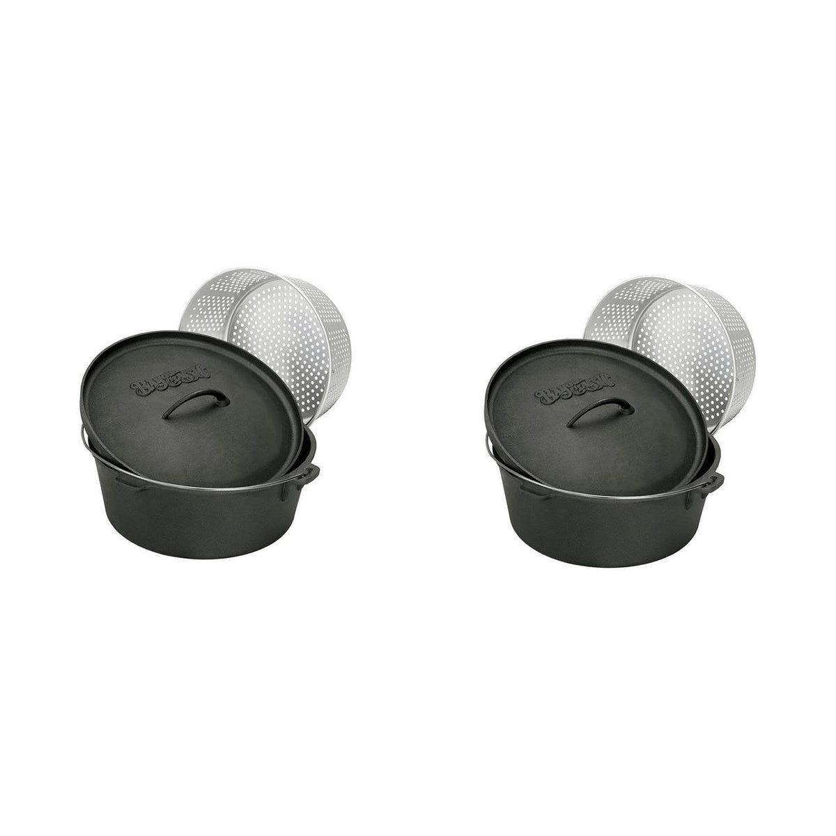20 Quart Seasoned Cast Iron Dutch Oven with Basket (2 Pack) S16103