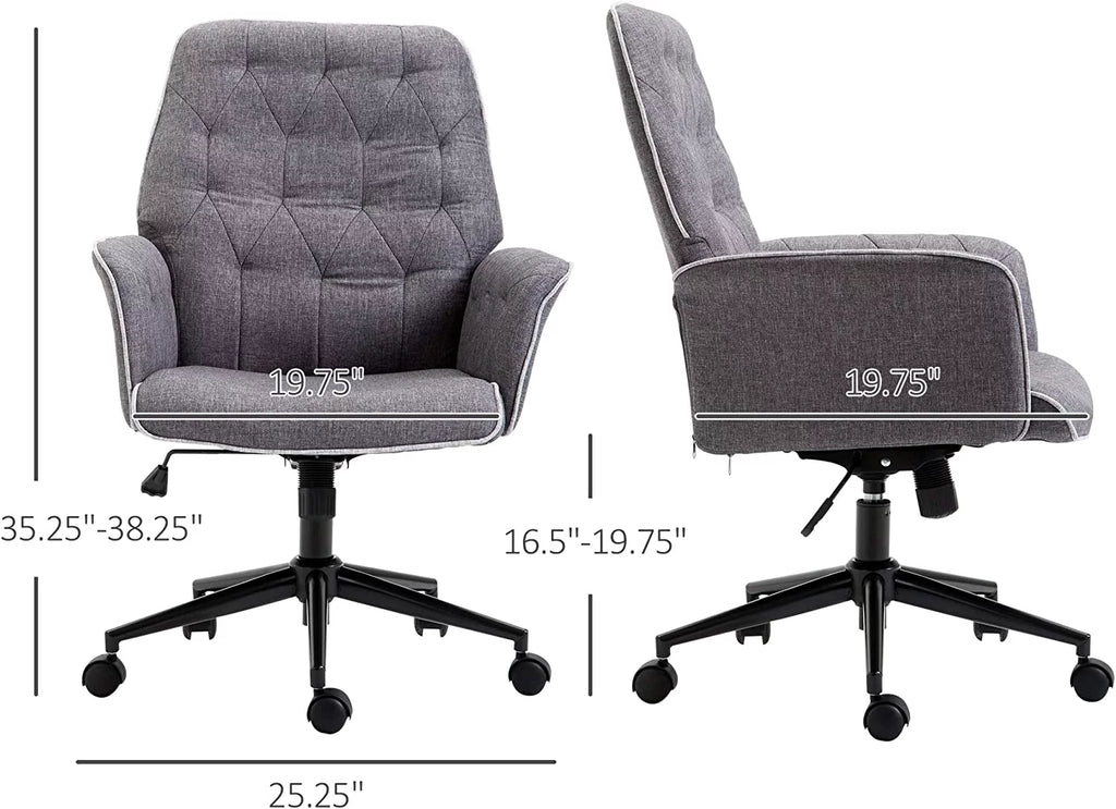 Dark Gray Tufted Linen Home Office Chair B306