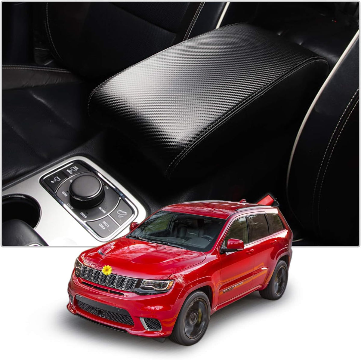Center Console Cover Armrest Cover Console Lid Pads Carbon Fiber J623273