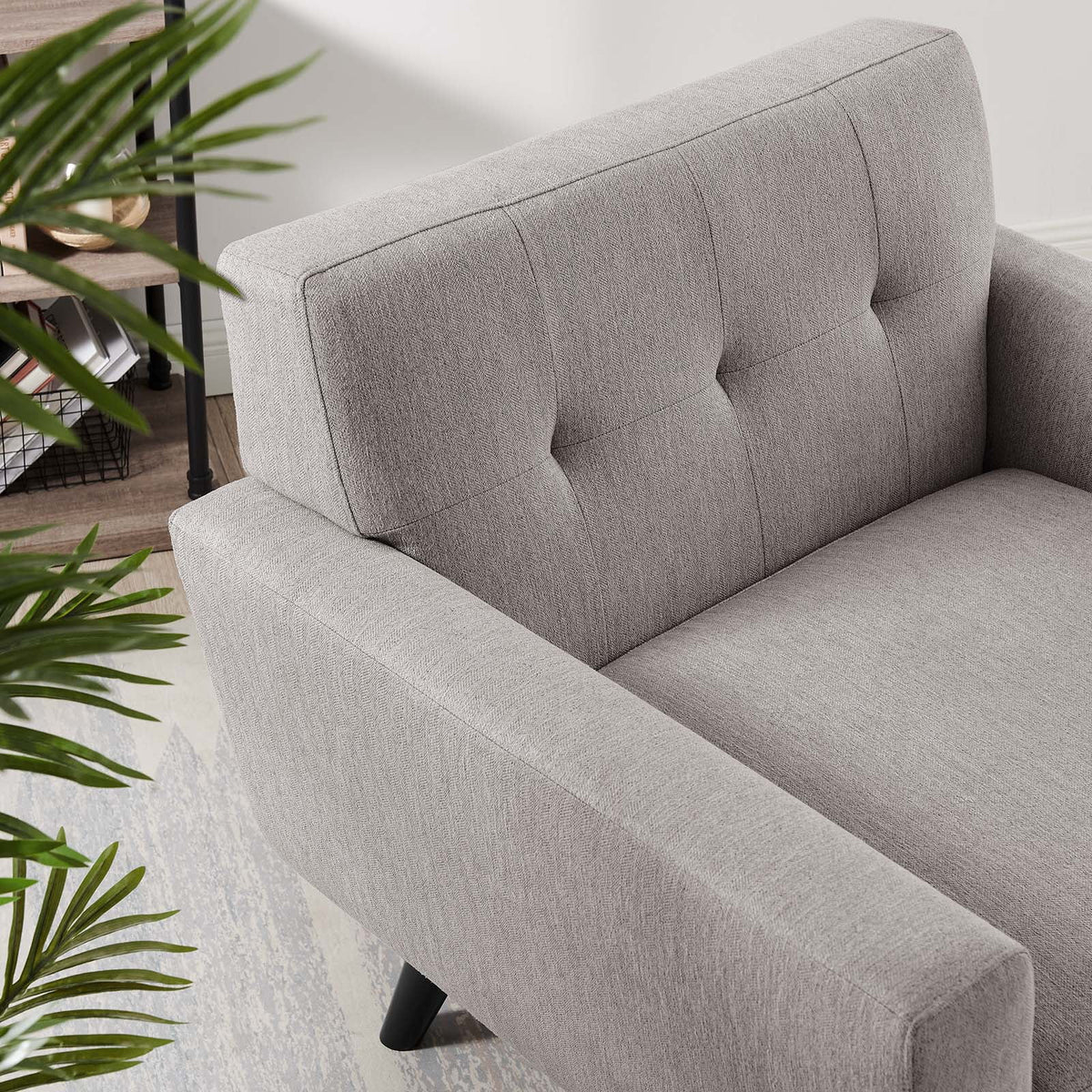 Light Gray Herringbone Fabric Armchair Q1558