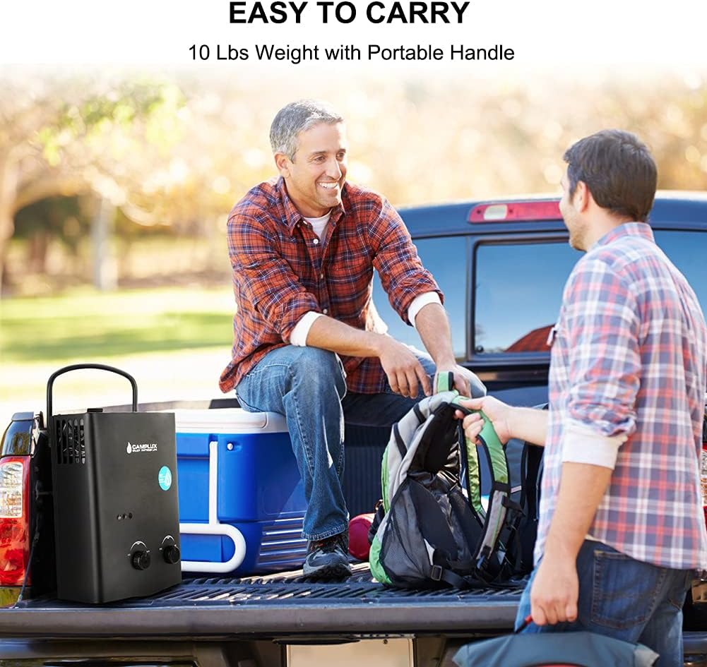 1.32 GPM Portable Propane Gas Camping Water Heater with Water Pump Kits, Black T13307