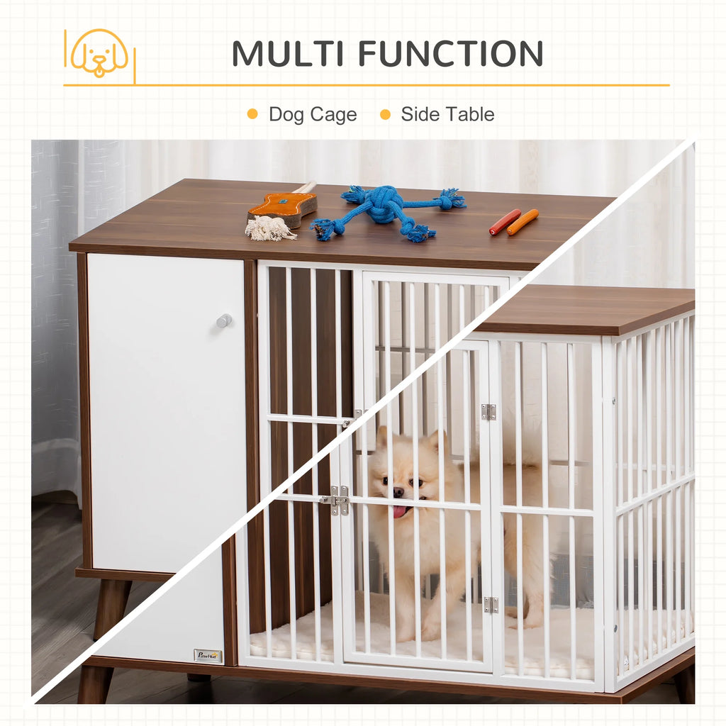 Wooden Dog Kennel End Table with Cushion W74132
