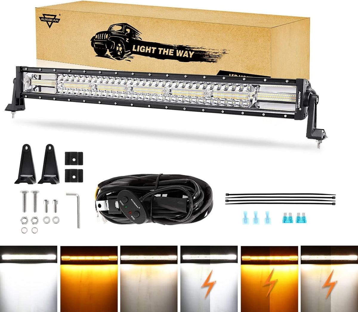 32 Inch Amber White LED Light Bar Q4528