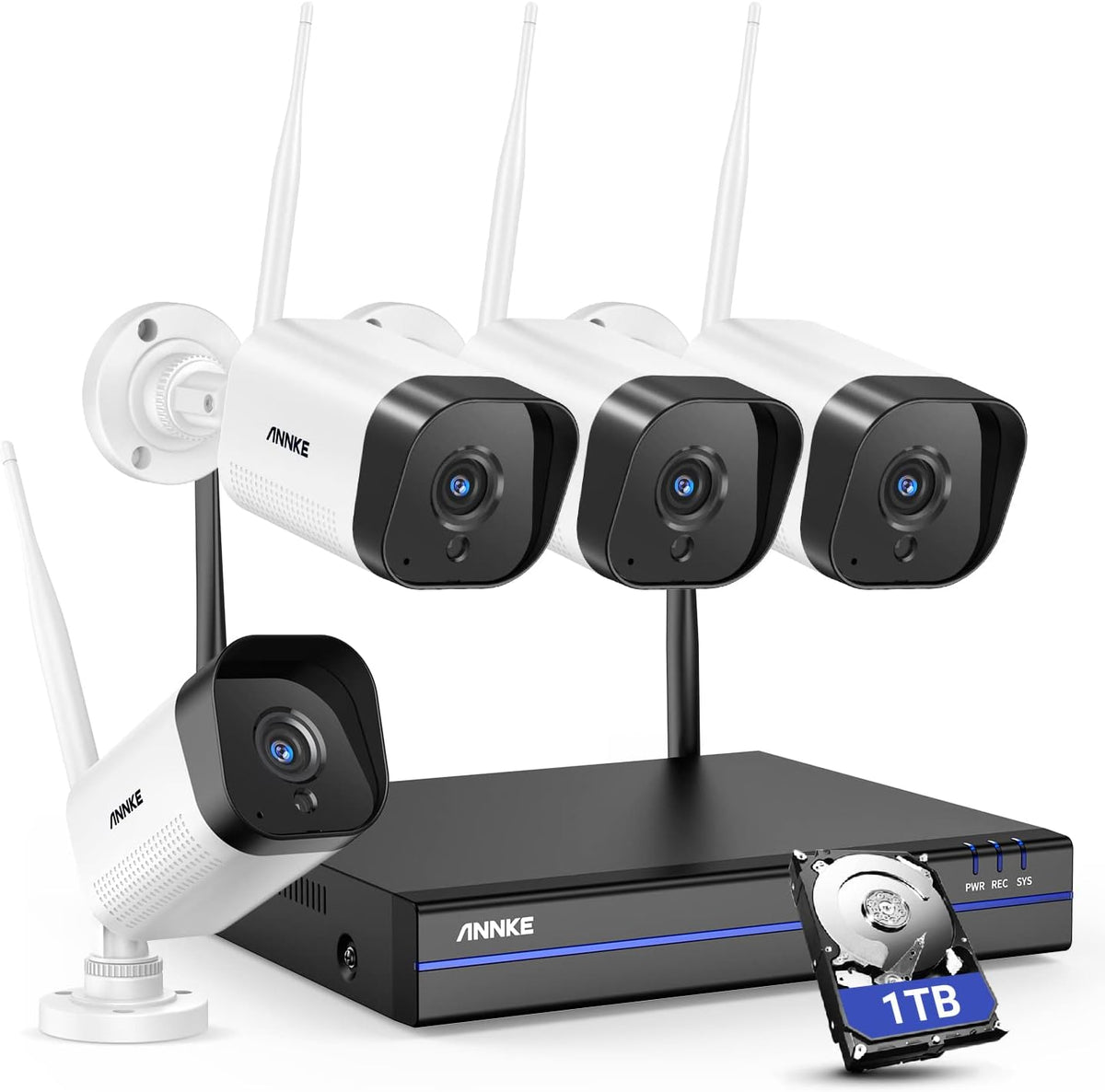 8CH Wireless Security Camera System with 1TB HDD and 4 3MP Outdoor WiFi IP Cameras F29729