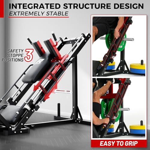 Adjustable Leg Press Hack Squat Machine with Weight Storage J46303