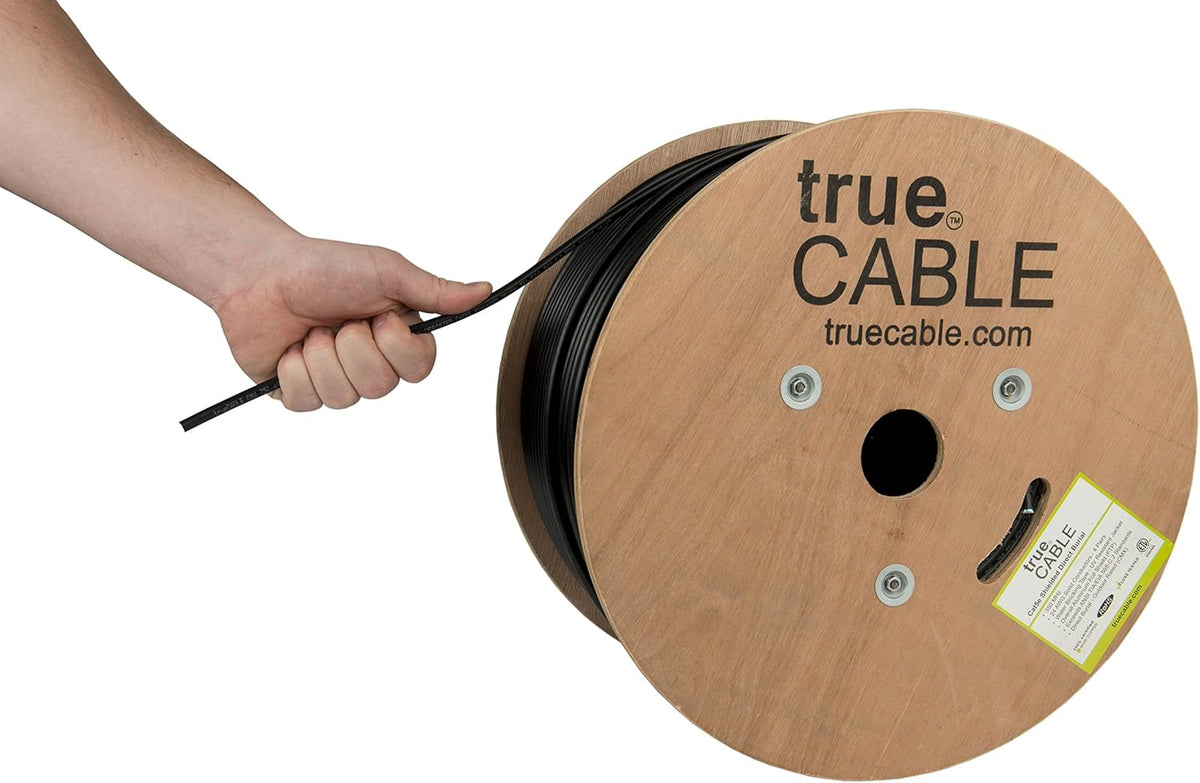 Cat5e Outdoor Shielded 1000ft Black 24AWG Solid Bare Copper Ethernet Cable H256398