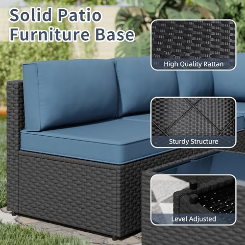 5 Pc All-Weather Rattan Patio Furniture Set with Tea Table S467684