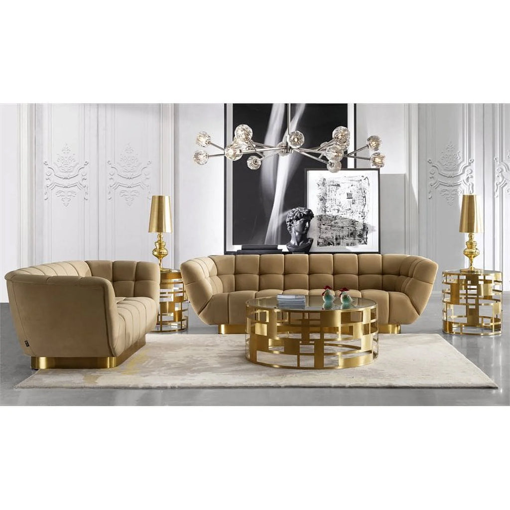 Mustard Yellow Gold Fabric Stainless Steel Sofa O235