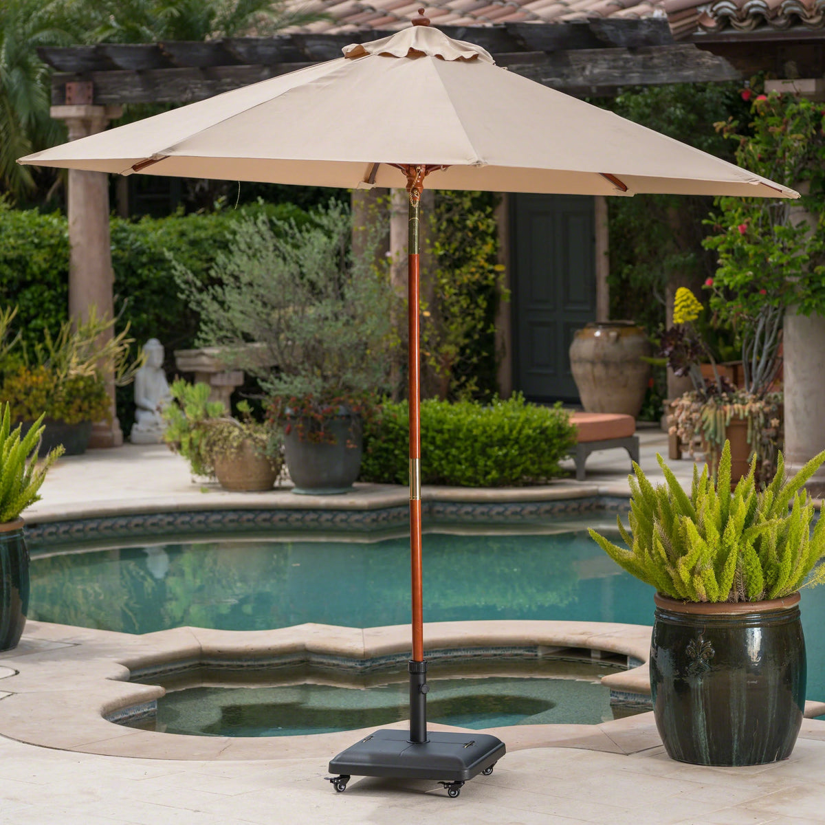 80lbs Black Concrete Steel Square Umbrella Base with Wheels G222312