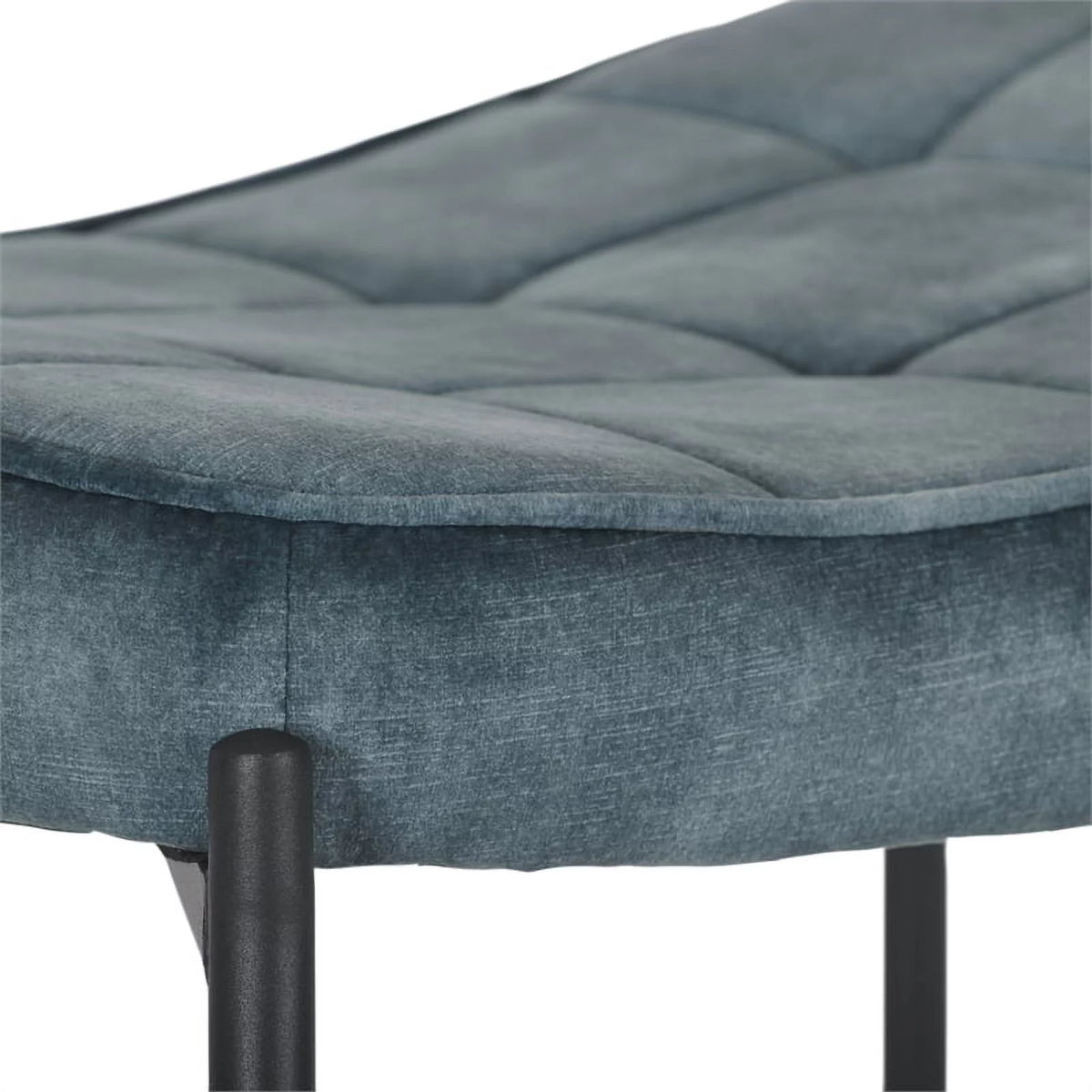 Dark Teal Blue Velvet Wingback Accent Chair with Stool W477026
