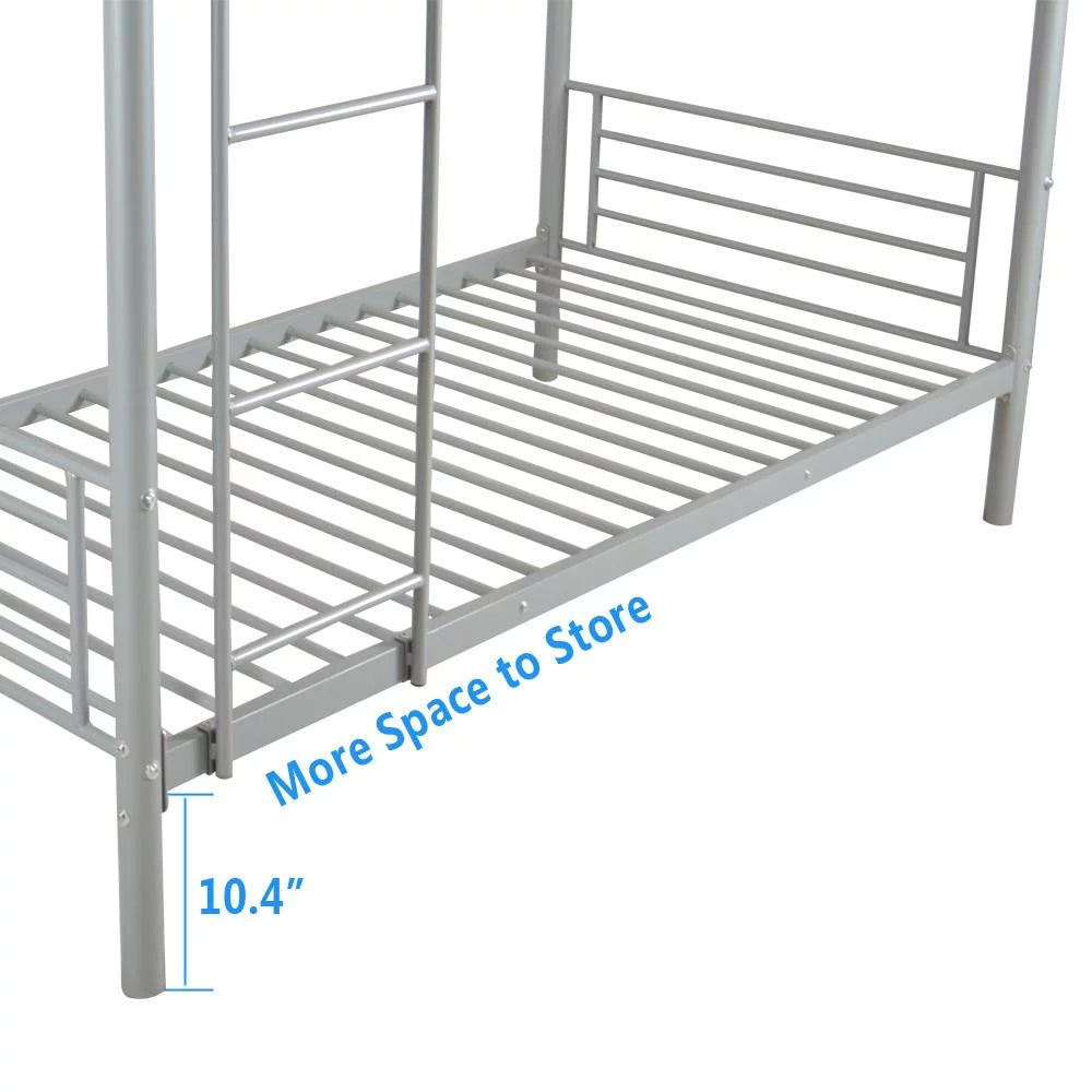 Twin Over Twin Gray Metal Bunk Bed U281207