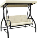 3-Seats Outdoor Patio Swing Chair with Adjustable Canopy and Removable Cushion U548