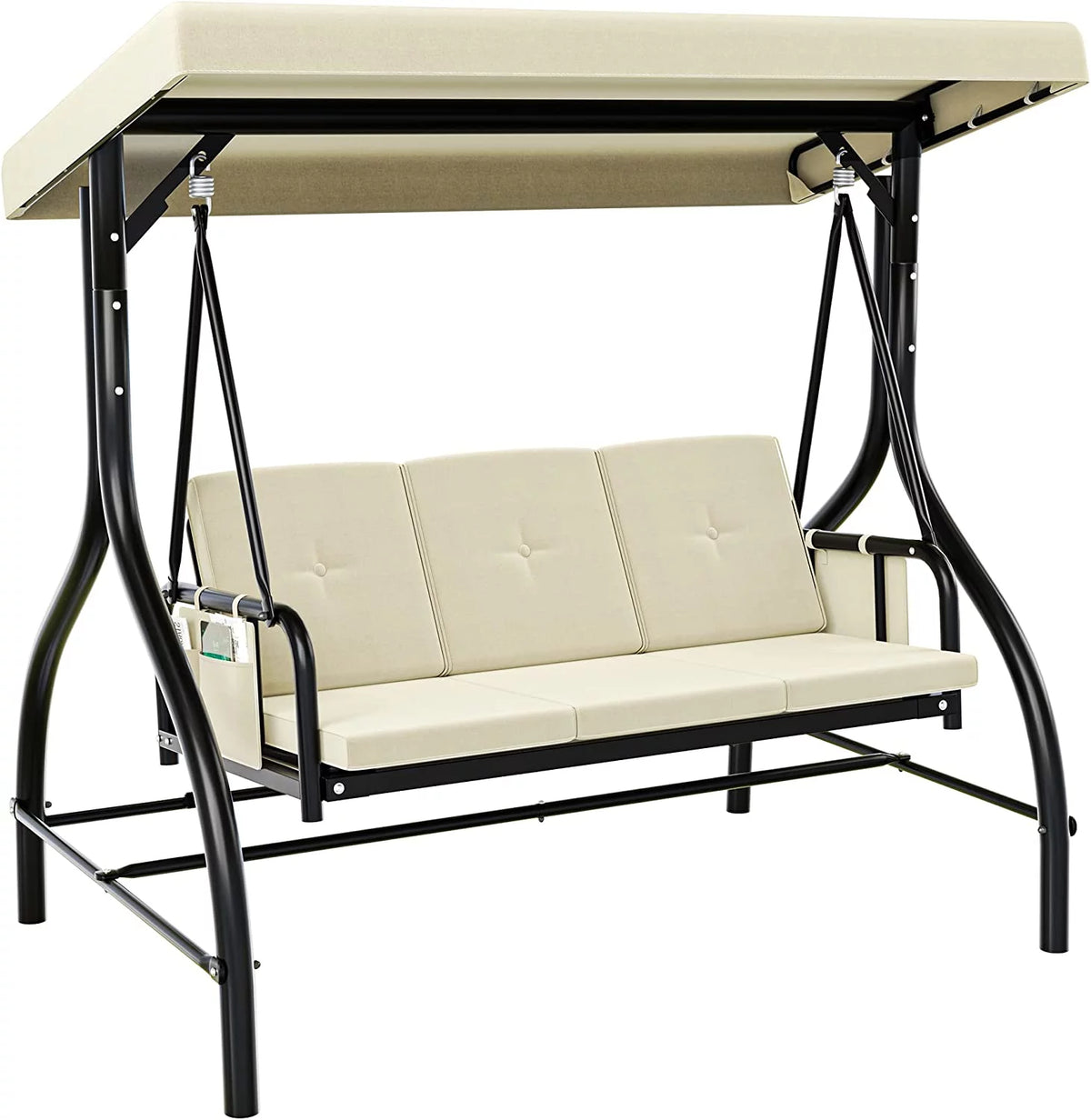 3-Seats Outdoor Patio Swing Chair with Adjustable Canopy and Removable Cushion U548