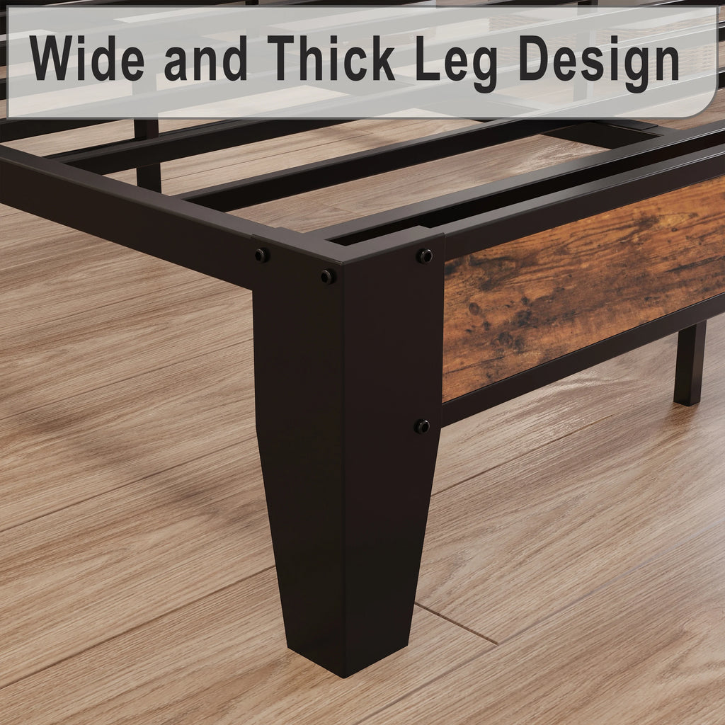 King Metal Bed Frame with Black Storage Headboard D226615