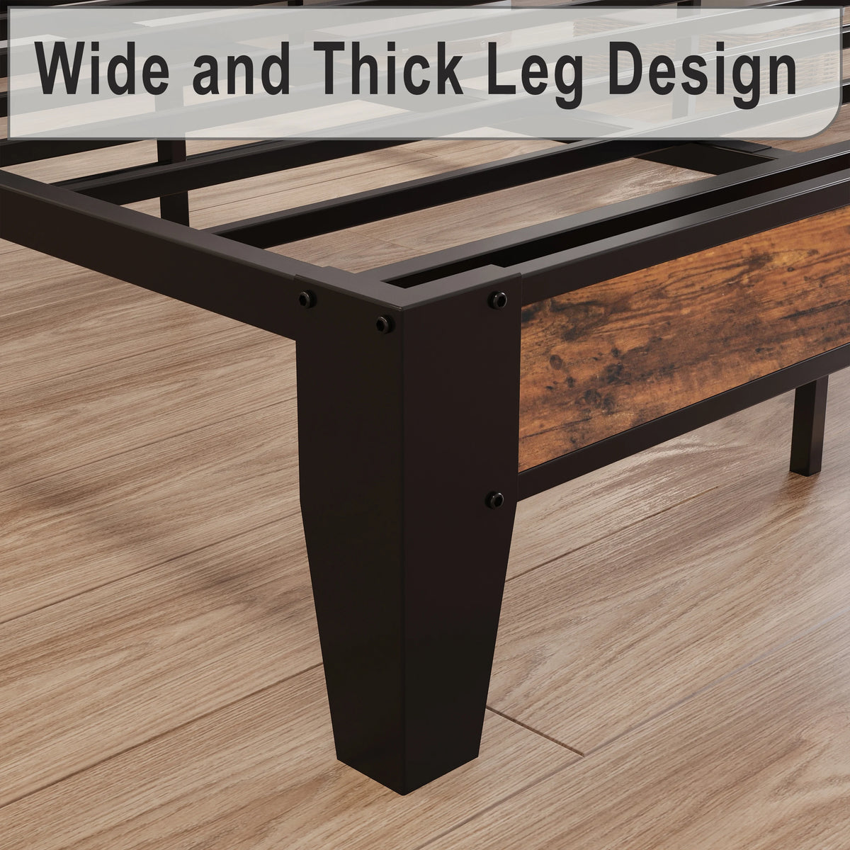 King Metal Bed Frame with Black Storage Headboard D226615