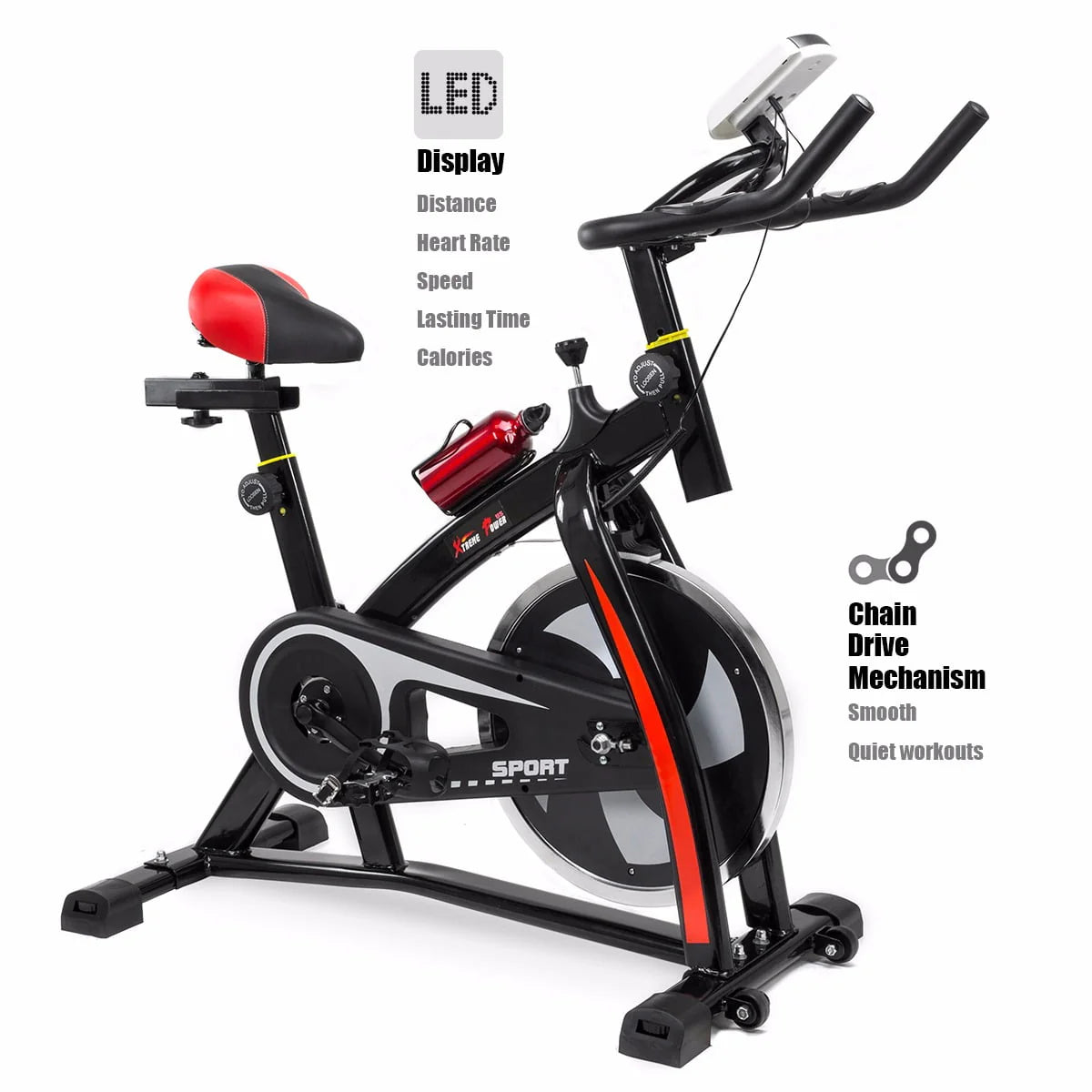 Blue Stationary Exercise Bike with Bottle Holder D87047