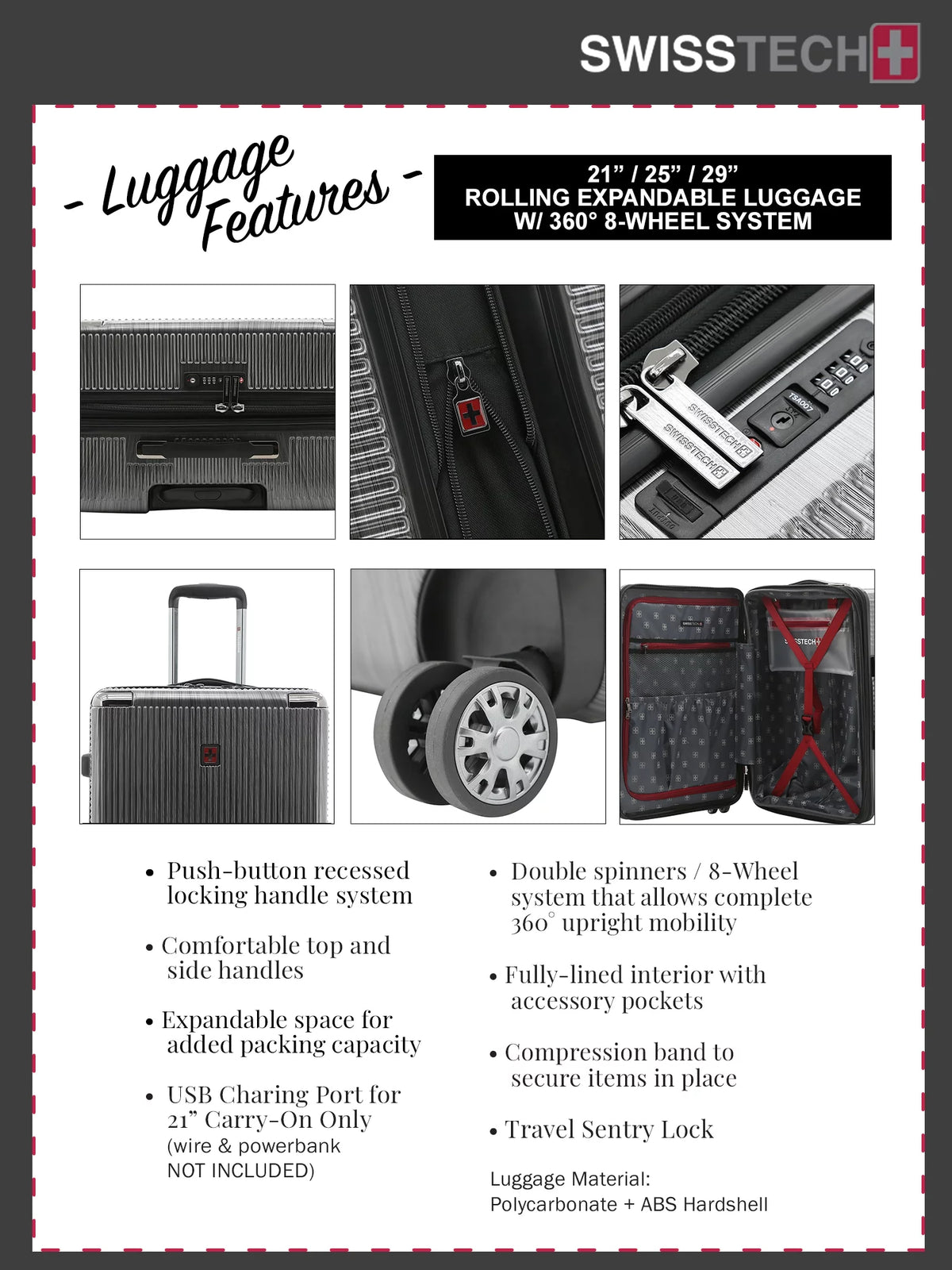 Charcoal 29" Hard side Rolling Upright Luggage A31249