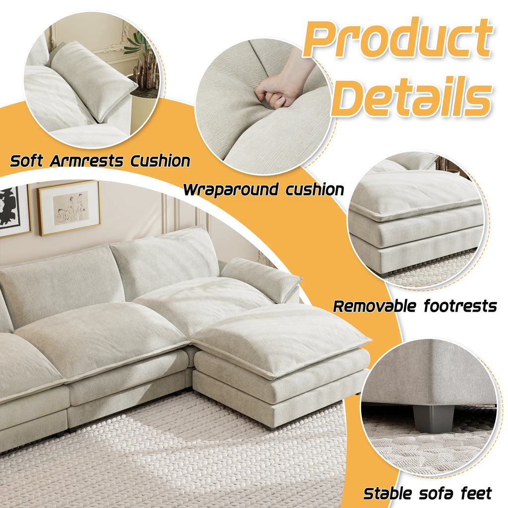 Gray L-shaped Sectional Sofa with Reversible Chair E3926