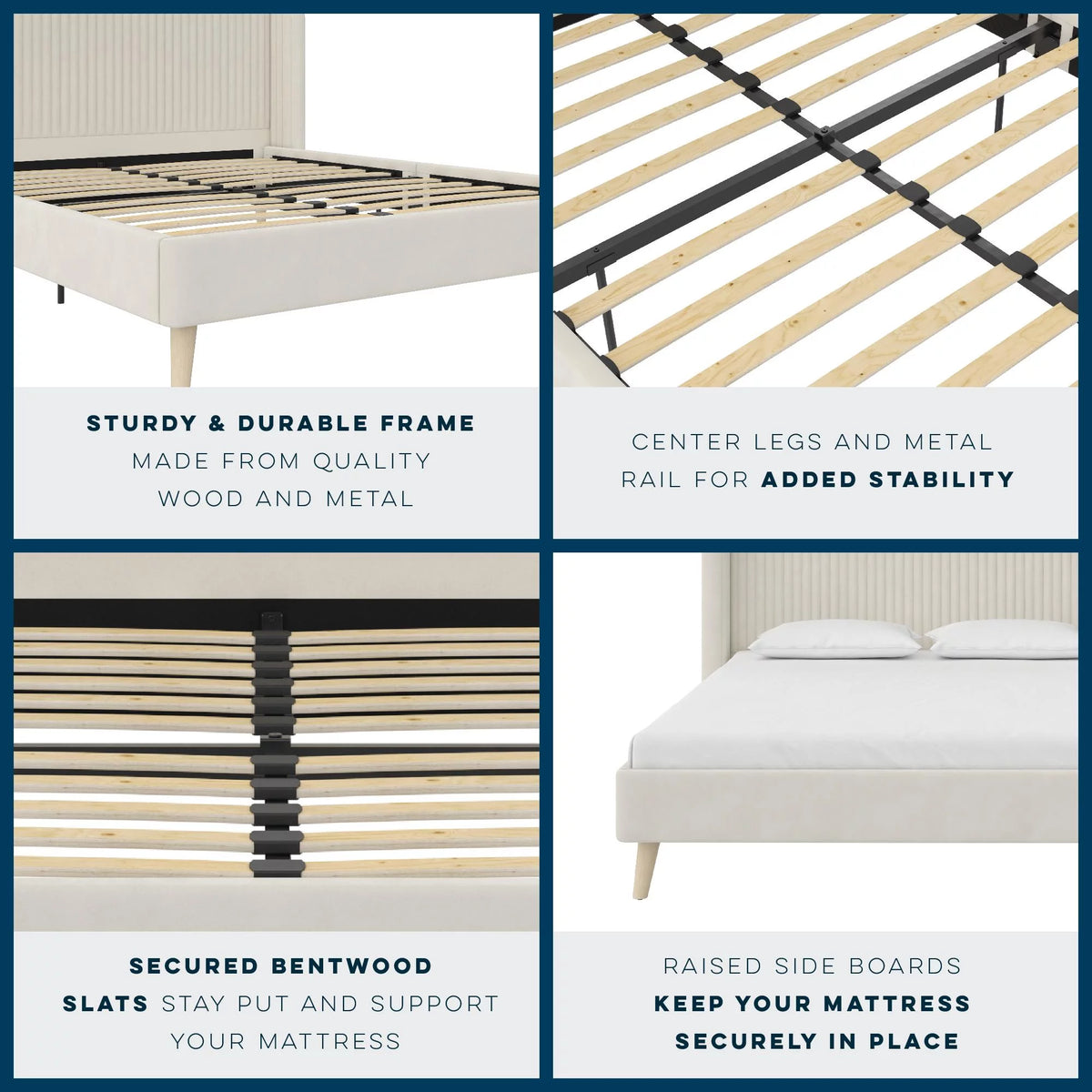 Ivory Velvet Queen Upholstered Bed I4950