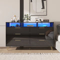 White 6 Drawer Wood Dresser with LED Lights B836