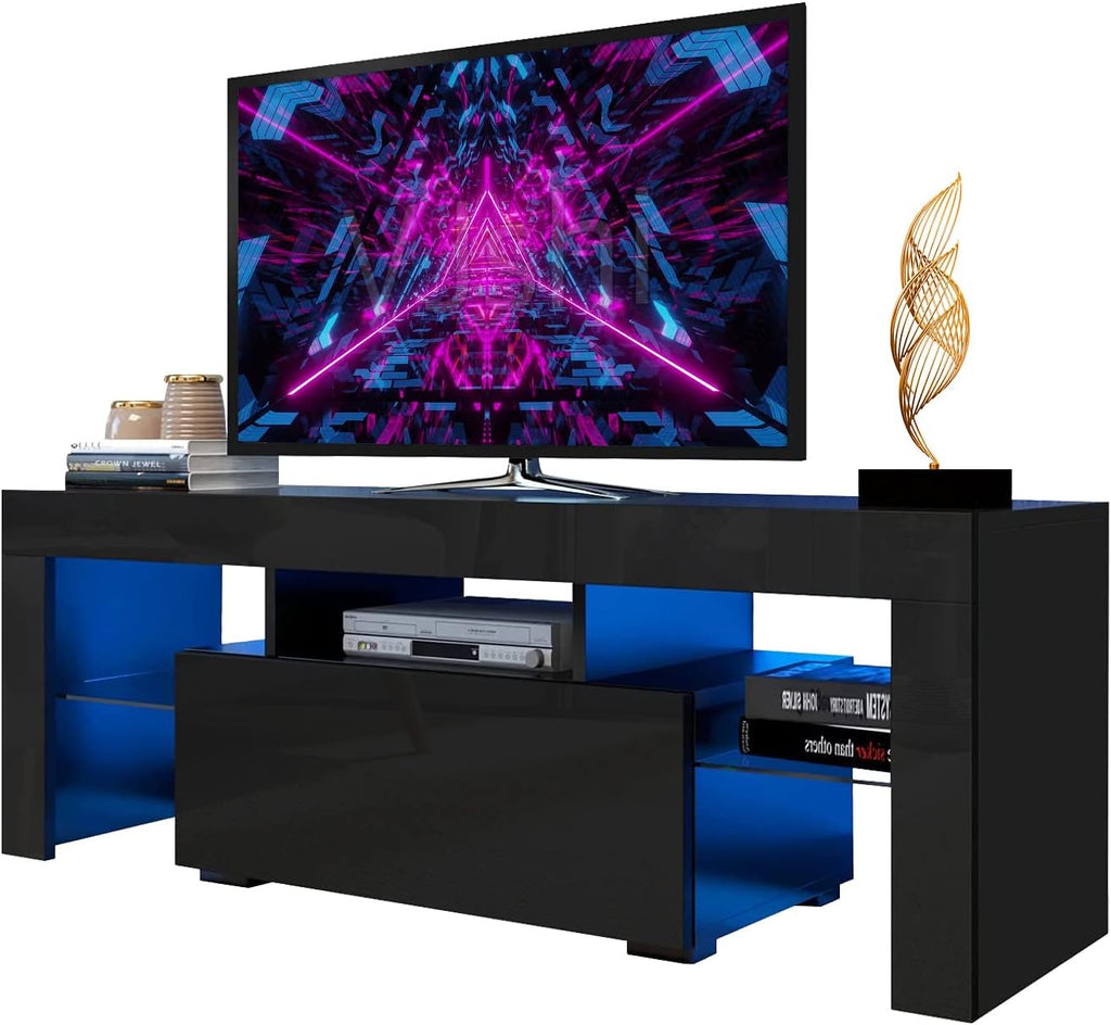 White LED TV Stand with Storage Drawer M37166
