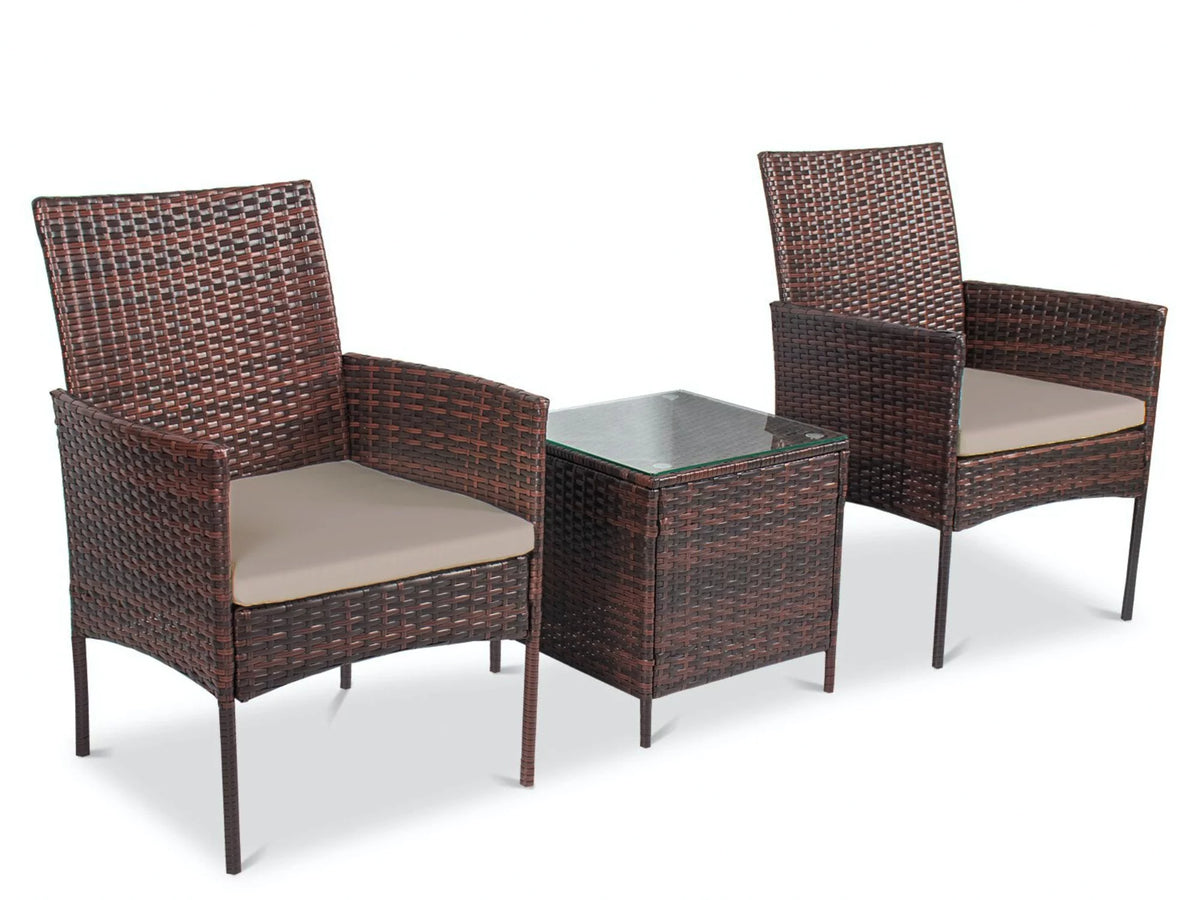 3 Piece Patio Rattan Furniture Set Beige I327