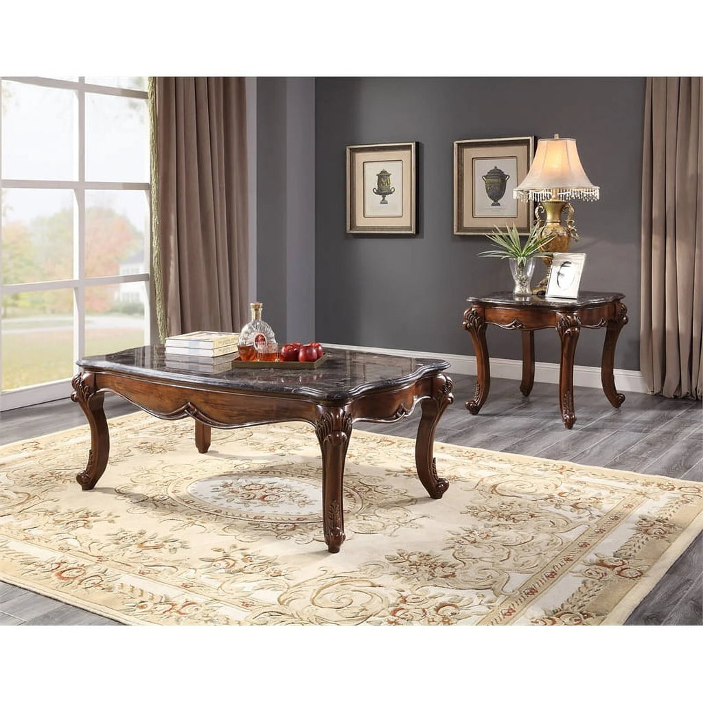 Contemporary Marble and Cherry Coffee Table K1498