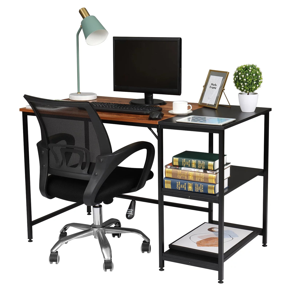 47 Inch Wooden Computer Desk with 2-Tier Storage Shelves M48620