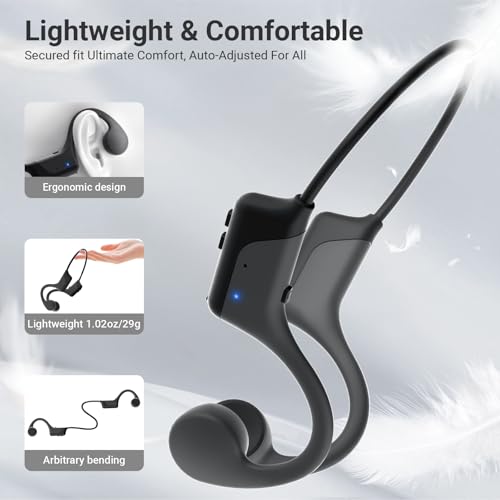 Bone Conduction Headphones IP55 Waterproof Sports Headset with Earplugs O4816