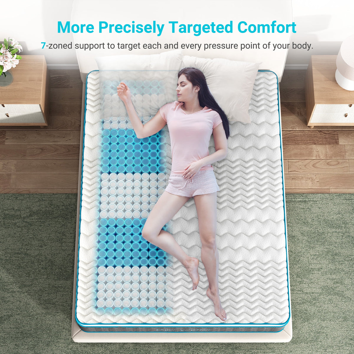 Full Size 10 inch Bamboo Charcoal Memory Foam Hybrid Mattress O55849