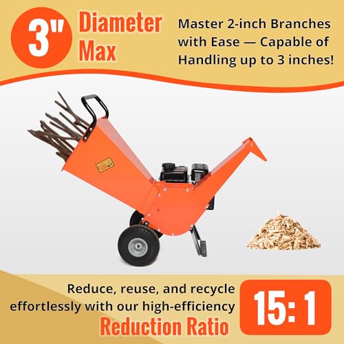7HP Gas Powered Wood Chipper Shredder Mulcher L8349